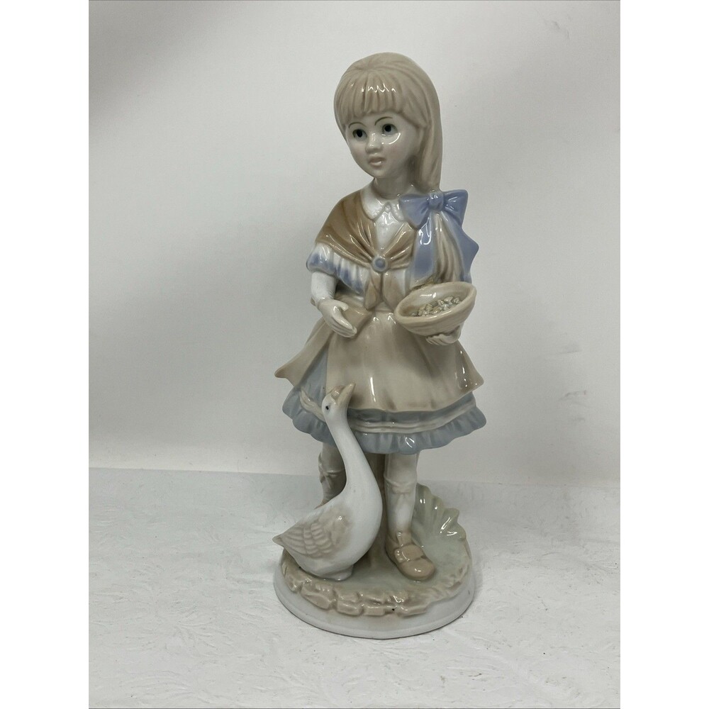 Vintage Ardalt Lenwile China Japan #7358 Girl with Goose Figurine 8.5” Porcelain